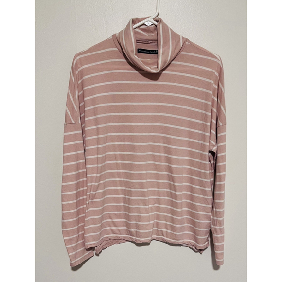 Abercrombie & Fitch Sweaters - Abercrombie & Fitch A&F Turtleneck Women’s XL Pink White Striped Knit Top